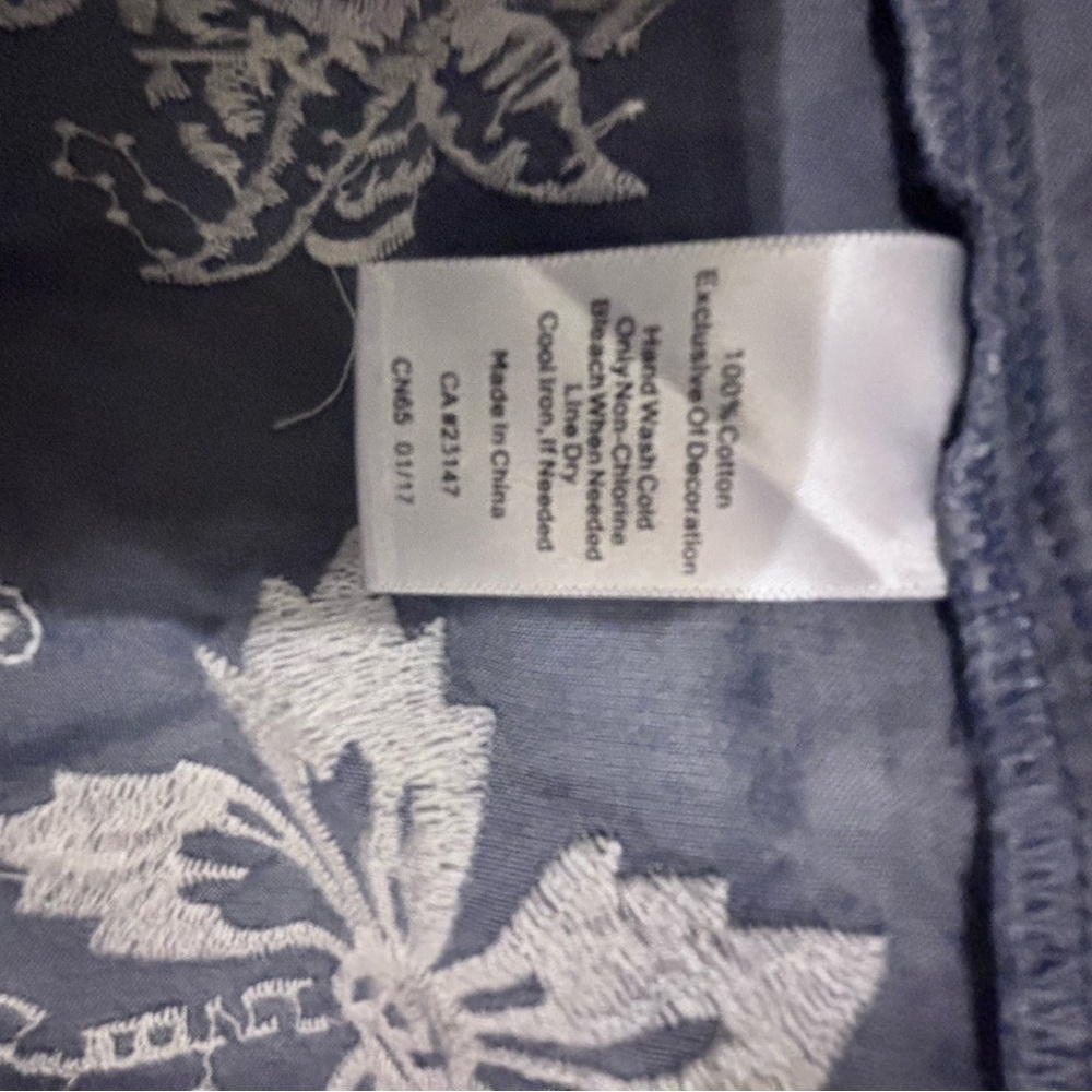 Talbots Women's Navy Off-Shoulder Dress with Floral Embroidery - Picture 6 of 6